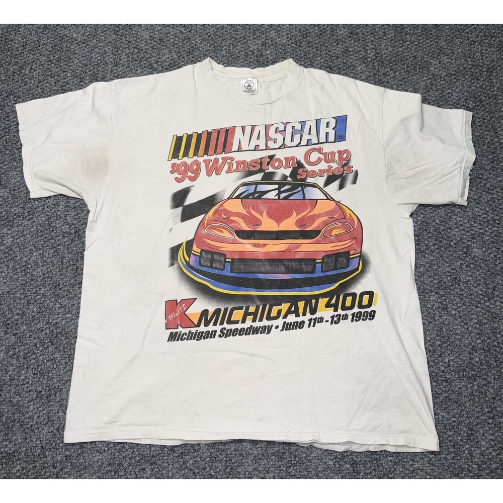 Delta NASCAR 1999 Michigan 400‎ Michigan Speedway Shirt, XL, White/Multicolor